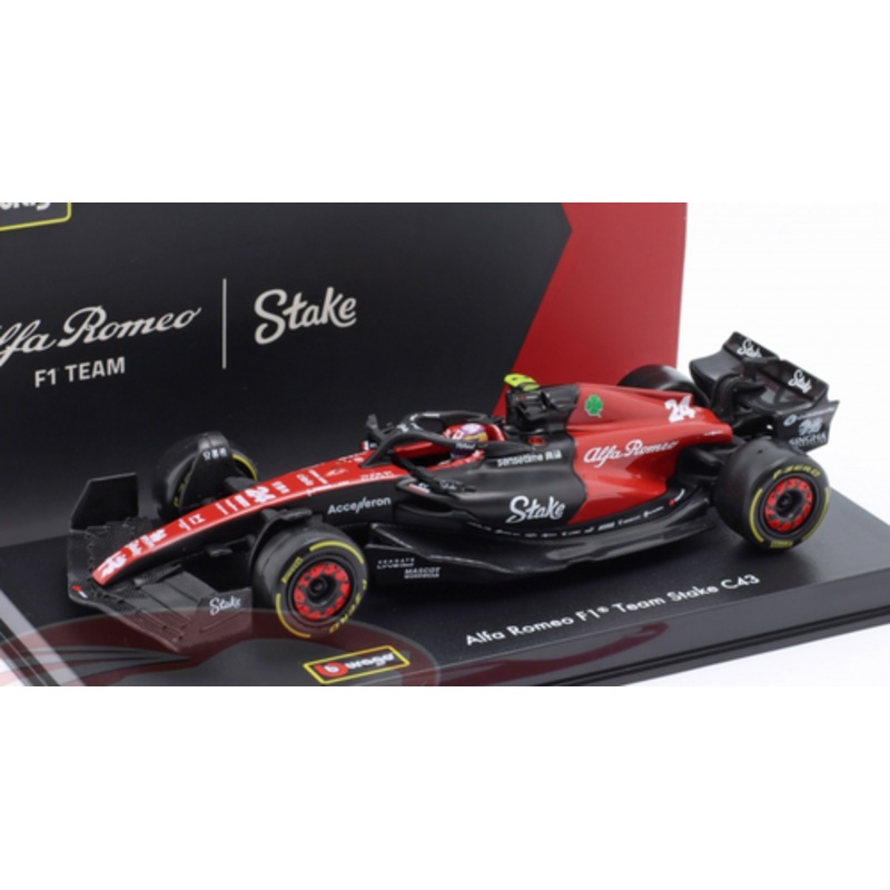 1/43 BBurago 2023 Formula 1 Zhou Guanyu Alfa Romeo C43 #24 Car Model Elite Edition