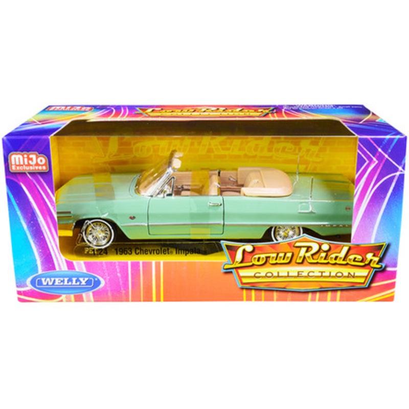 1963 Chevrolet Impala Convertible Light Green "Low Rider Collection" 1/24 Diecast Model Car by Welly