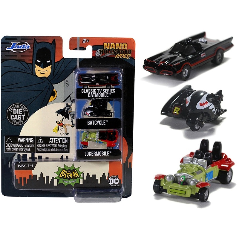 "Batman" (1966-1968) Classic TV Series 3 piece Set "Nano Hollywood Rides" Diecast Models by Jada