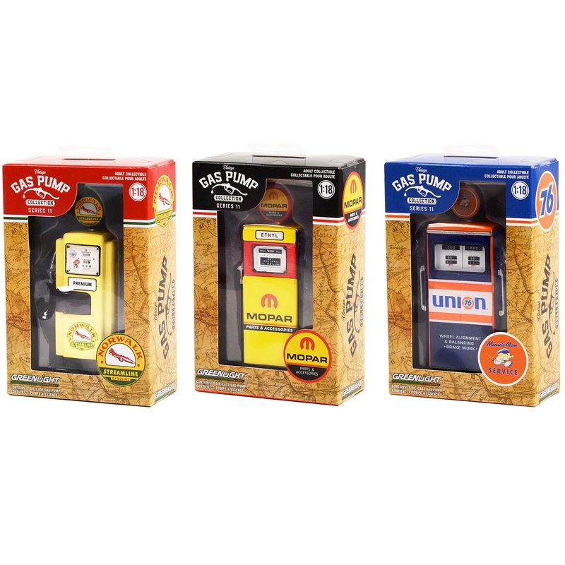 "Vintage Gas Pump" Set of 3 Pumps Series 11 1/18 Diecast Models by Greenlight