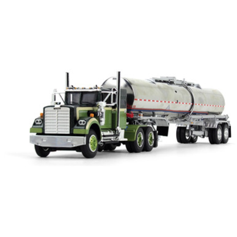 White Western Star 4900 with 36" Vintage Sleeper & Brenner Chemical Tank Trailer 1:64 Scale Diecast Model Truck by First Gear