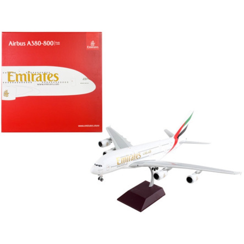 Airbus A380-800 Commercial Aircraft "Emirates Airlines - A6-EVC" White with Striped Tail "Gemini 200" Series 1/200 Diecast Model Airplane by GeminiJets