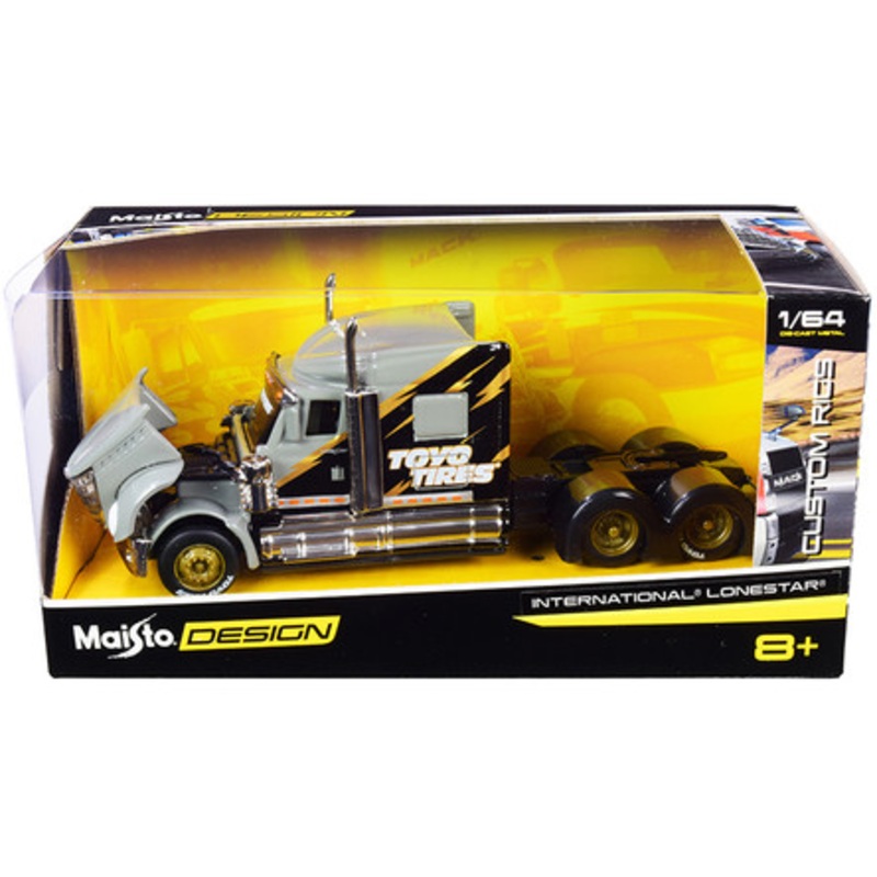 International LoneStar Truck Tractor "Toyo Tires" Gray and Black "Custom Rigs" 1/64 Diecast Model by Maisto