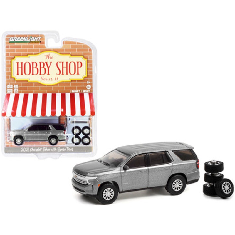 2021 Chevrolet Tahoe Satin Steel Gray Metallic with Spare Tires "The Hobby Shop" Series 11 1/64 Diecast Model Car by Greenlight