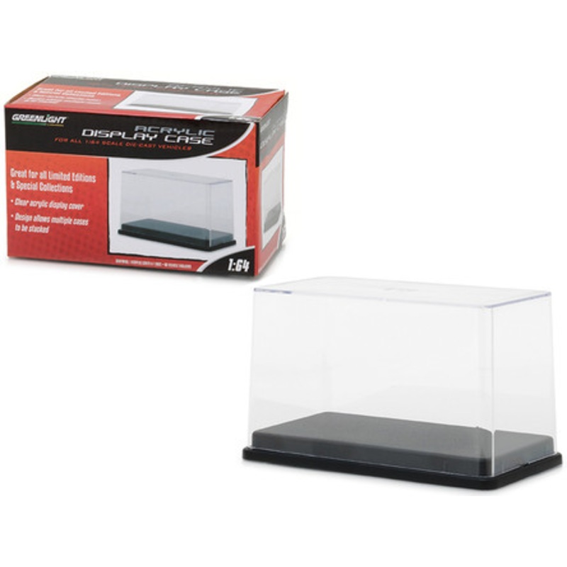 Collectible Display Show Case with Black Plastic Base for 1/64 Scale Model Cars by Greenlight