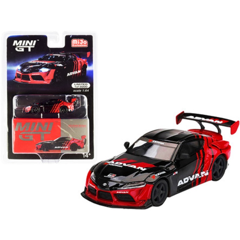 Toyota GR Supra RHD (Right Hand Drive) "HKS Advan" Black and Red Limited Edition to 3000 pieces Worldwide 1/64 Diecast Model Car by True Scale Miniatures