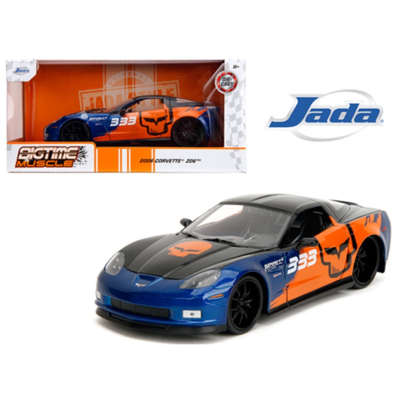 1/24 Jada 2006 Chevrolet Corvette C6 Z06 #333 Spirit Racing (Black Blue Orange) Diecast Car Model