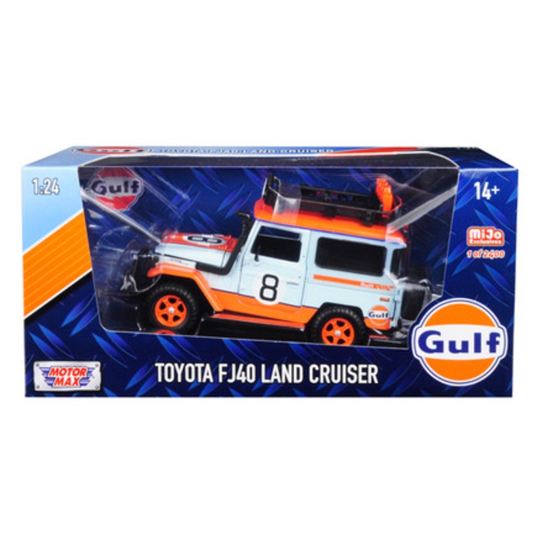 Toyota FJ40 Land Cruiser #8 "Gulf Oil" White Limited Edition to 2400 pieces Worldwide 1/24 Diecast Model Car by Motormax