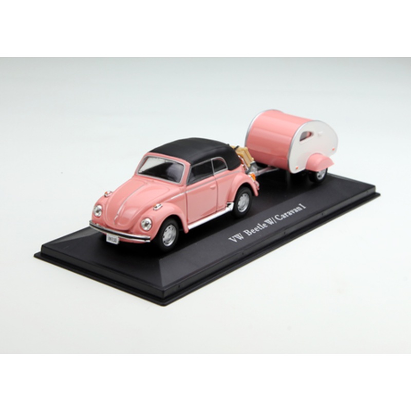 1/43 Volkswagen VW Beetle w/ Caravan (Pink) Diecast Car Model