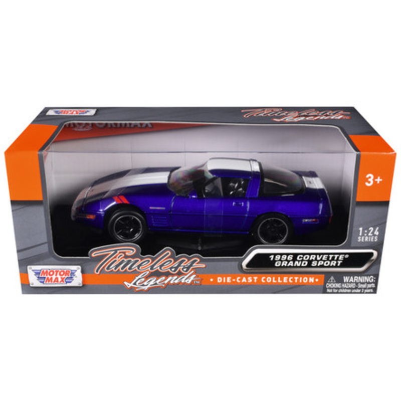 1996 Chevrolet Corvette Grand Sport Blue Metallic with White Stripes "Timeless Legends" Series 1/24 Diecast Model Car by Motormax