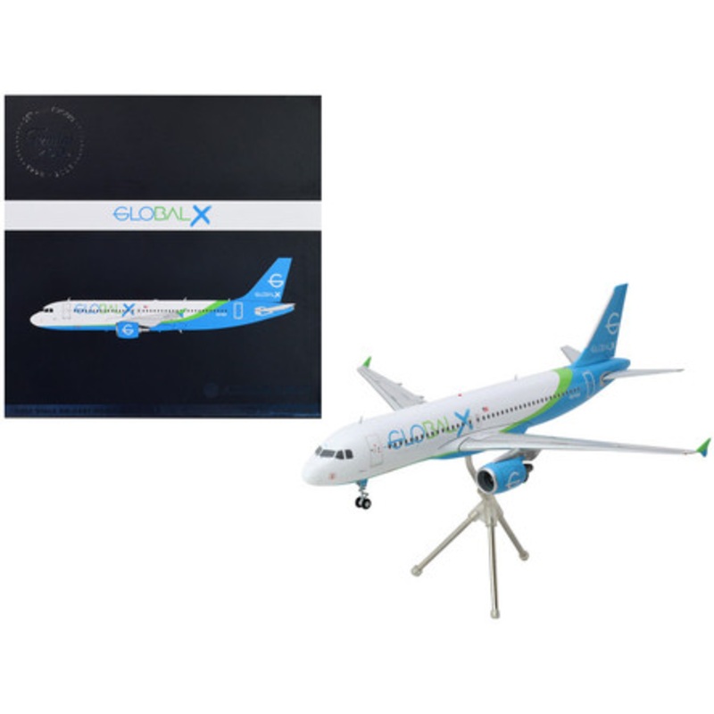 Airbus A320 Commercial Aircraft "GlobalX Airlines" White with Blue and Green Tail "Gemini 200" Series 1/200 Diecast Model Airplane by GeminiJets