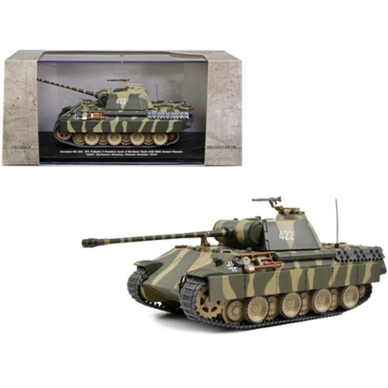 German Sd. Kfz. 171 PzKpfw V Panther Ausf. A Medium Tank with Side Armor Panels #422 "18.Panzer Division Poland October 1944" 1/43 Diecast Model by AFVs of WWII