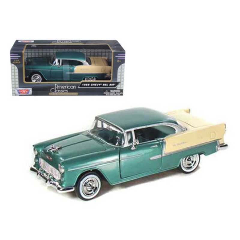 1/24 Motormax 1955 Chevrolet Bel Air Belair (Green) Diecast Car Model