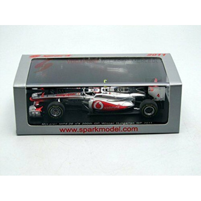 1/43 McLaren MP4-26 No. 4 Jason Button "200 GP" Winner Hungary GP 2011 Jason Button model car by Spark