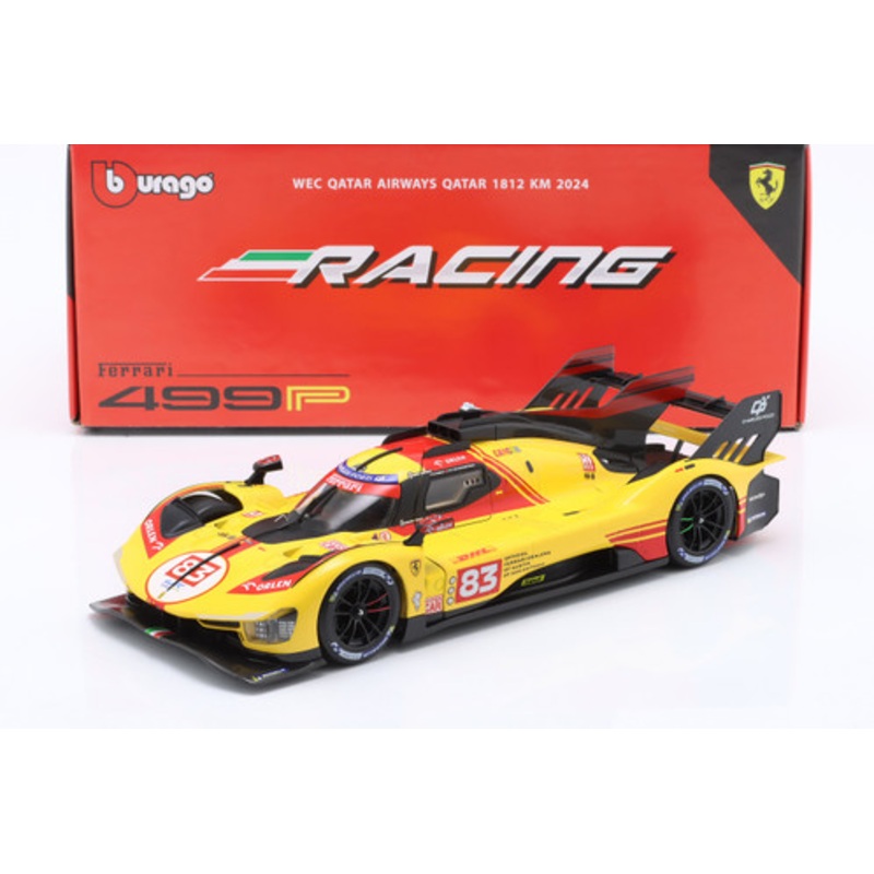1/18 BBurago 2024 Ferrari 499P #83 4th WEC Qatar Ferrari - AF Corse Robert Kubica, Robert Shwartzman, Yifei Ye Diecast Car Model