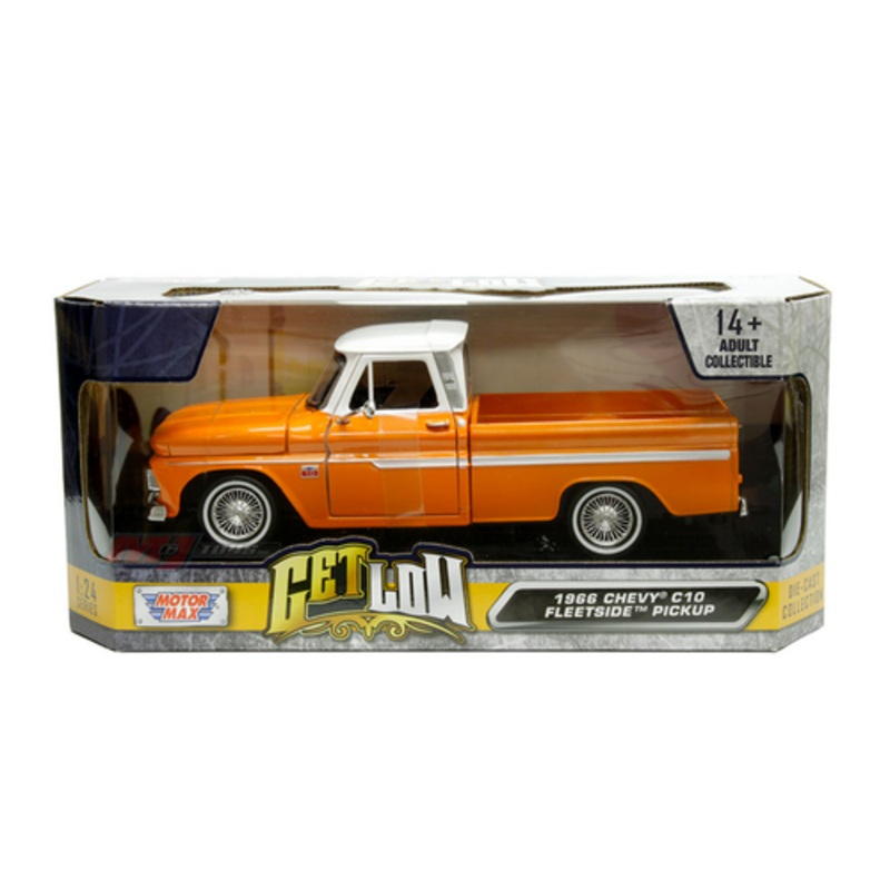 1/24 Motormax 1966 Chevrolet C10 Fleetside Pickup (Copper Orange) Diecast Car Model