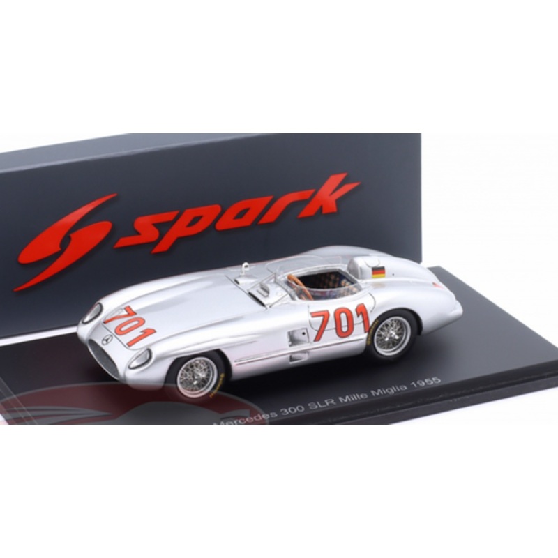 1/43 Spark 1955 Mercedes-Benz 300 SLR #701 Mille Miglia Daimler Benz AG Karl Kling Car Model