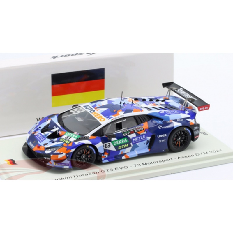 1/43 Spark 2021 Lamborghini Huracan GT3 Evo #63 2nd DTM Assen T3 Motorsport Mirko Bortolotti Car Model