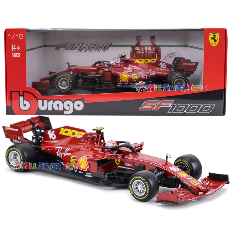 Bburago 1:18 2020 Ferrari Racing SF1000 Formula One F1 #16 Charles Leclerc 18-16808CL