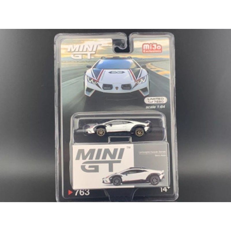 CHASE CAR 1/64 Mini GT Lamborghini Huracn Sterrato (Bianco Asopo White with Gold Wheels) Car Model