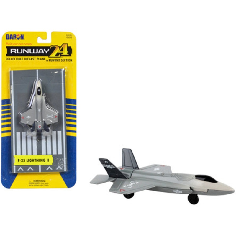 Lockheed Martin F-35 Lightning II Aircraft Gray "Joint Strike Fighter" with Runway Section Diecast Model Airplane by Runway24