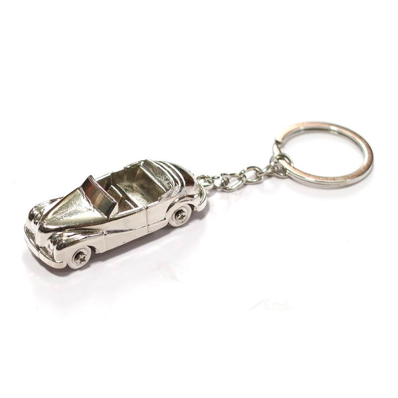 Vintage Car style chrome color metal keyring / keychain