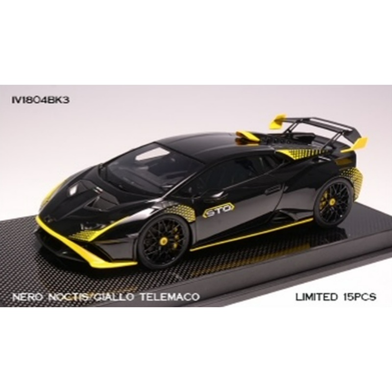 1/18 Ivy Lamborghini Huracan STO (Nero Noctic Gloss Black with Giallo Telemaco Yellow Accent) Car Model Limited 15 Pieces
