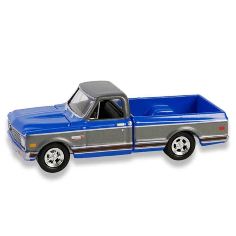 1/64 Greenlight 1972 Chevrolet Cheyenne C10 Short Bed (Blue & Grey) Diecast Car Model