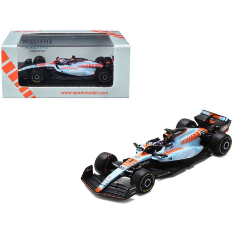1/64 Spark 2023 Formula 1 Alexander Albon Williams FW45 Gulf Design #23 Singapore GP Car Model