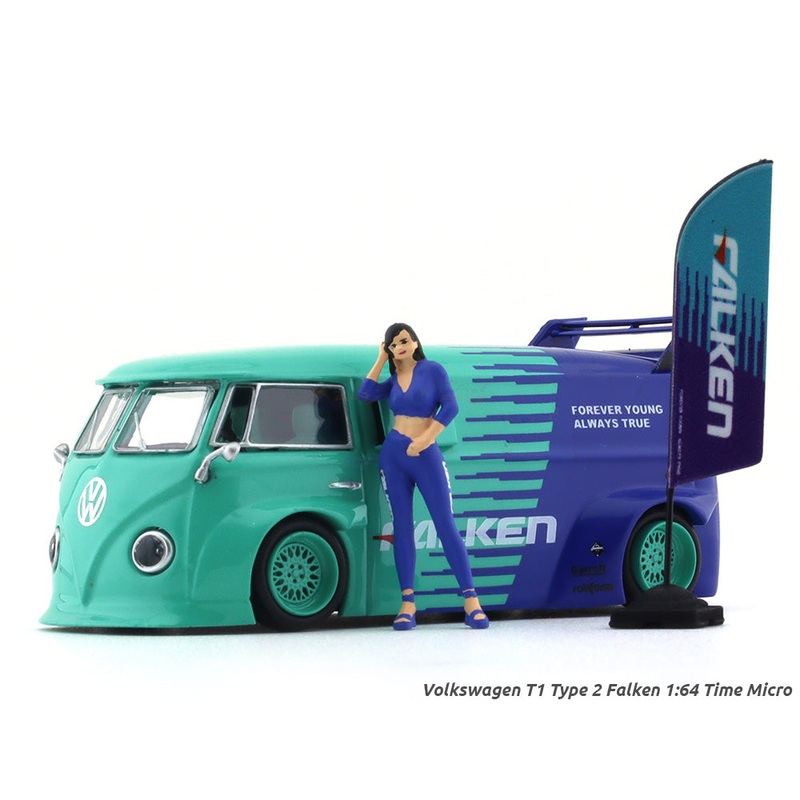 Volkswagen T1 Type 2 Falken with figure 1:64 Time Micro diecast scale model car