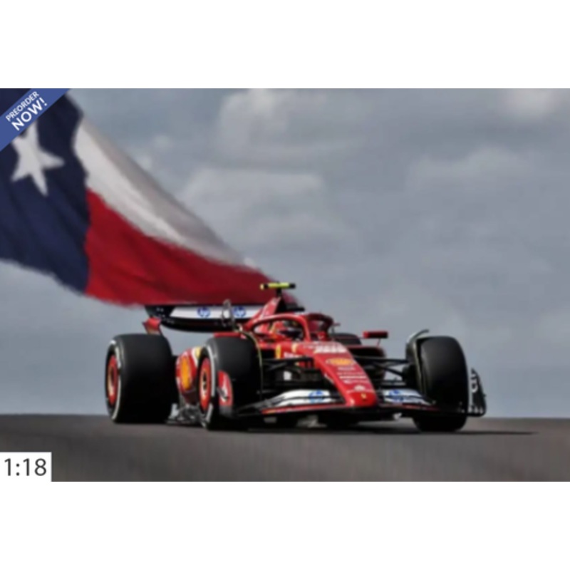1/18 BBR 2024 Formula 1 Ferrari SF24 US Austin GP 2nd Place #55 Carlos Sainz Car Model with Luxury Package
