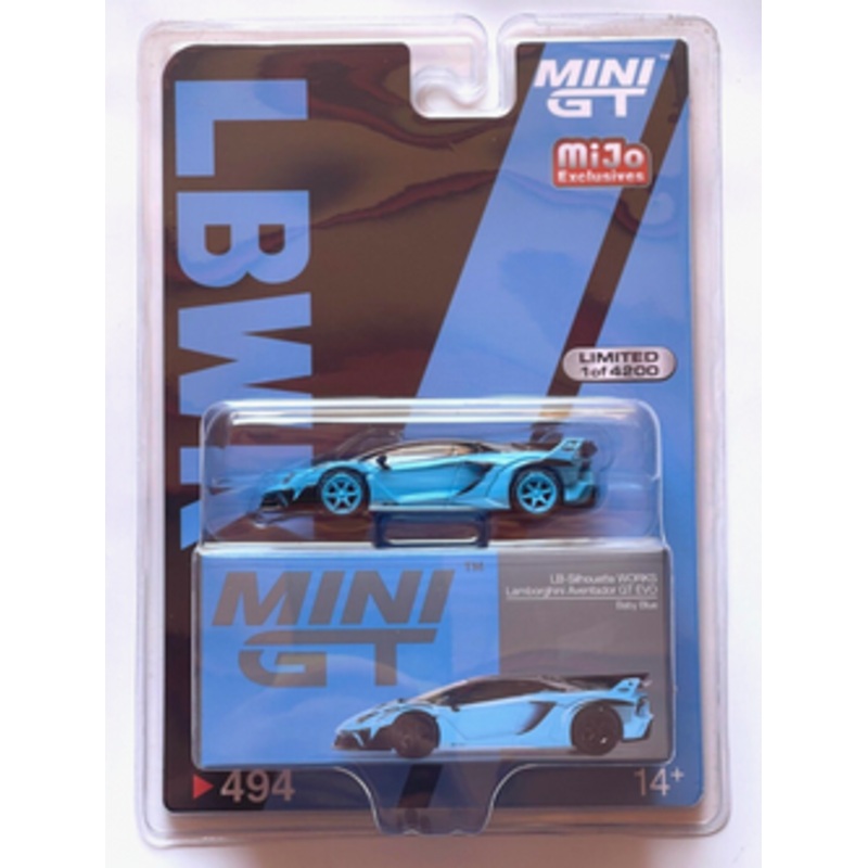 CHASE CAR 1/64 Mini GT Lamborghini LB-Silhouette WORKS Aventador GT EVO (Baby Blue) Diecast Car Model