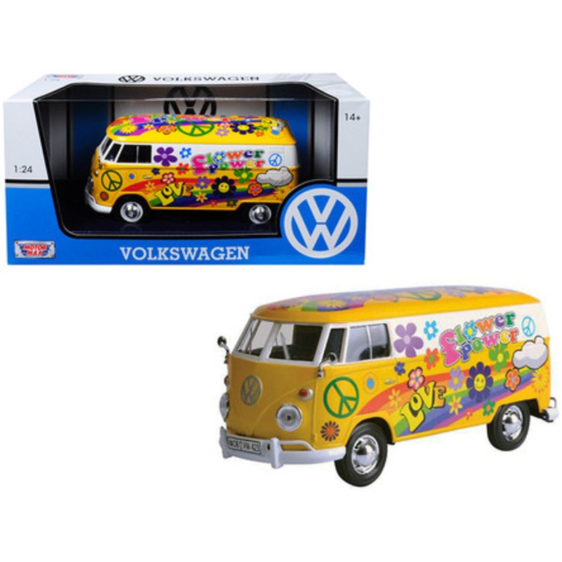 Volkswagen Type 2 (T1) Delivery Van "Flower Power" 1/24 Diecast Model Car by Motormax