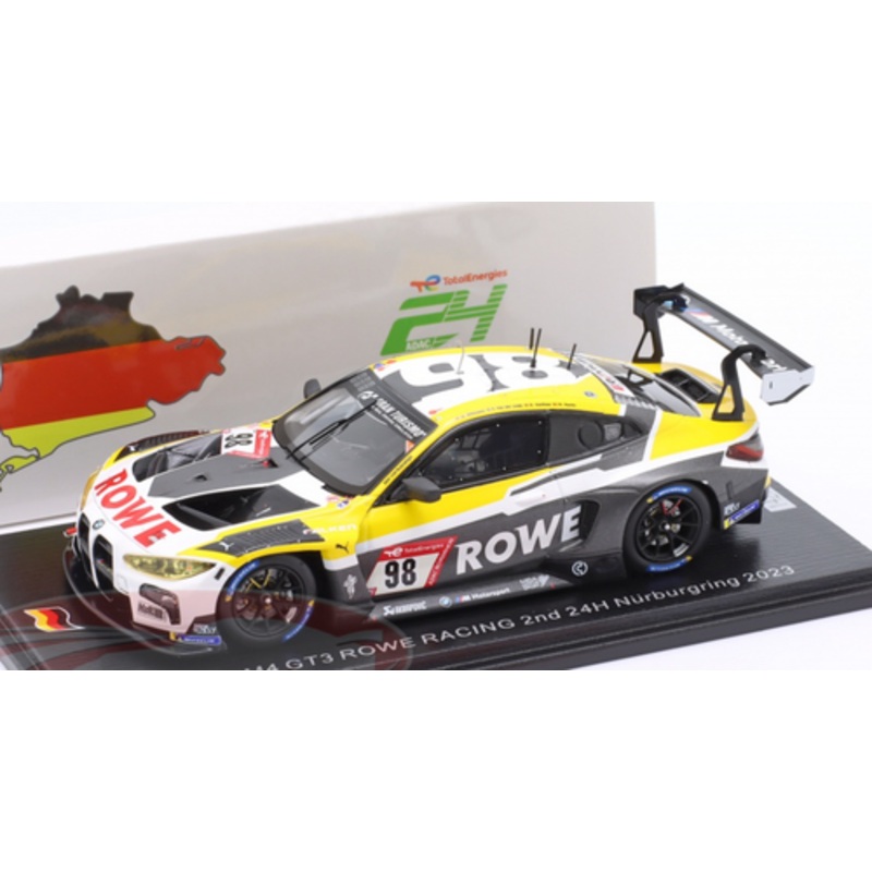1/43 Spark 2023 BMW M4 GT3 #98 2nd 24h Nrburgring Rowe Racing Marco Wittmann, Sheldon van der Linde, Dries Vanthoor, Martin Maxime Car Model