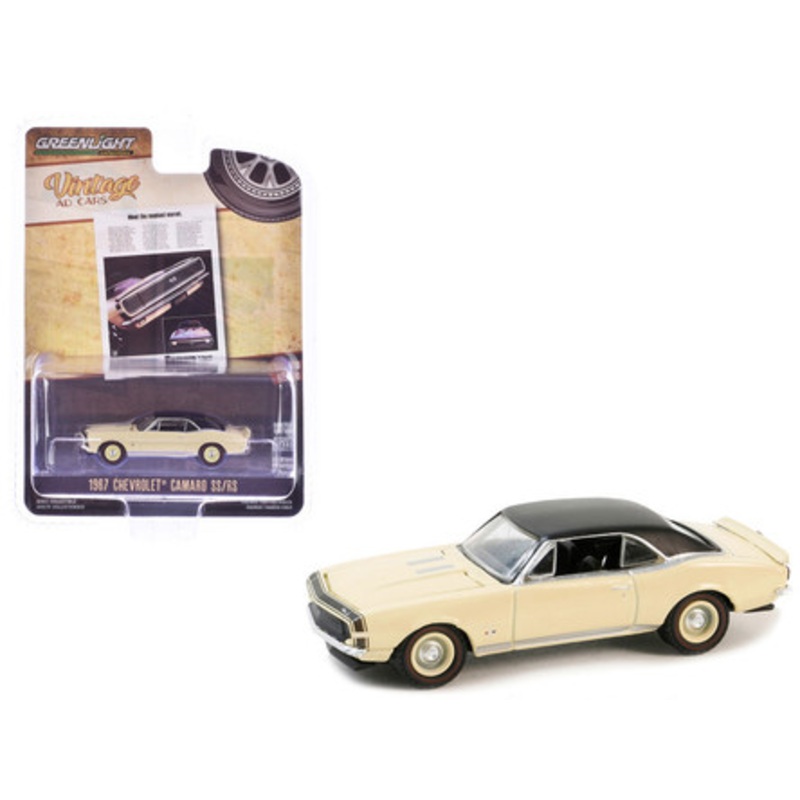 1967 Chevrolet Camaro SS/RS Cream with Black Vinyl Top "Vintage Ad Cars" Series 10 1/64 Diecast Model Car by Greenlight