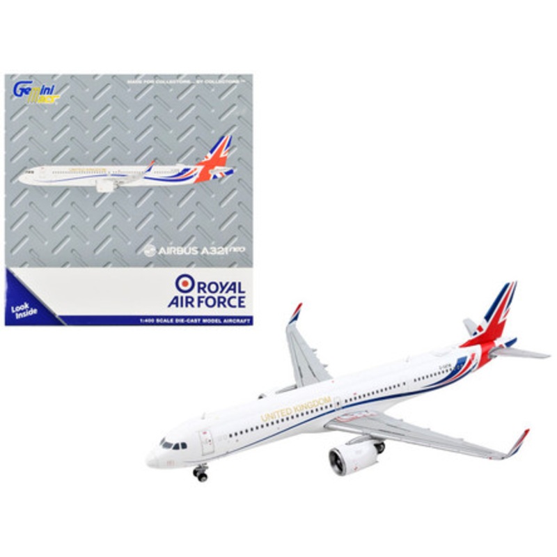 Airbus A321neo Transport Aircraft "Royal Air Force - United Kingdom" White with UK Flag Tail "Gemini Macs" Series 1/400 Diecast Model Airplane by GeminiJets