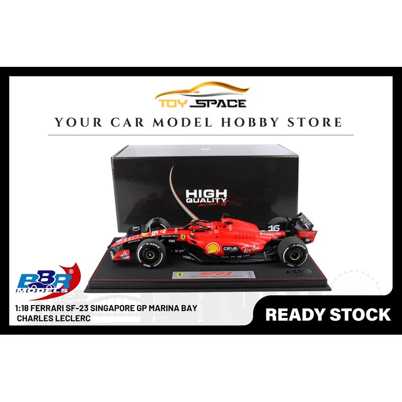 [BBR MODELS] 1:18 Ferrari SF-23 Singapore 2023 GP Marina Bay - Charles Leclerc