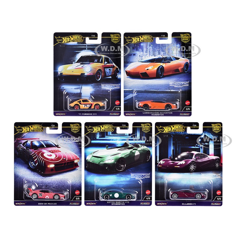 "Exotic Envy" 5 piece Set "Car Culture" 2024 Series G Diecast Model Cars by Hot Wheels