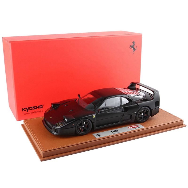 Ferrari F40 Matt Black with Matt Black Wheels with DISPLAY CASE Limited Edition to 102 pieces Worldwide 1/18 Diecast Model Car by BBR and Kyosho