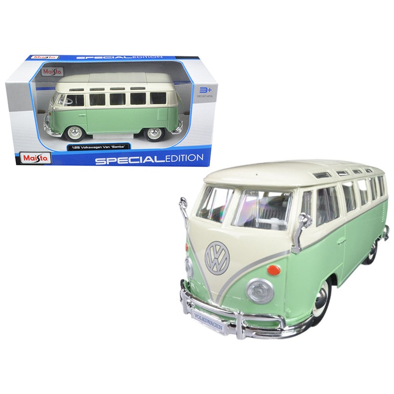 Volkswagen (VW) T1 Type-2 Samba Bus 1951 - Green - 1/25 Diecast Metal Model by Maisto
