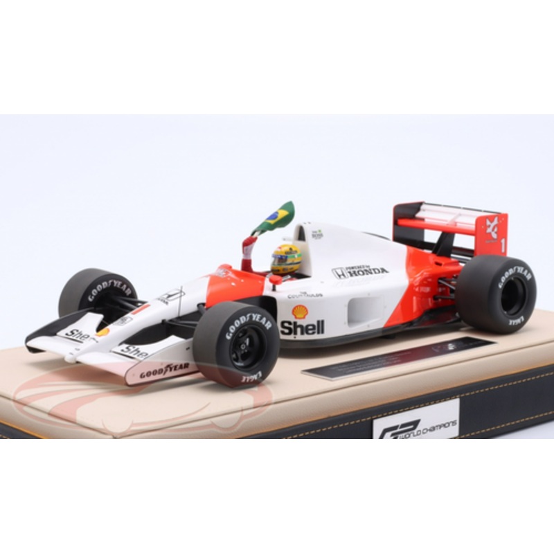 1/18 GP Replicas 1991 Formula 1 World Champion Ayrton Senna McLaren MP4/6 #1 Winner Brazil GP Car Model with Driver Figure