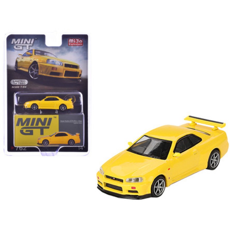 1/64 Mini GT Nissan Skyline GT-R (R34) V-Spec (Lightning Yellow) Car Model