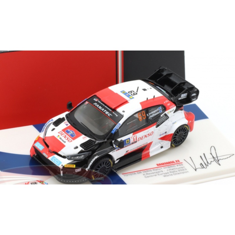 1/43 Ixo 2023 Toyota Yaris Rally1 #69 2nd Rallye Central Europe Toyota Gazoo Racing WRT Kalle Rovanper, Jonne Halttunen Car Model