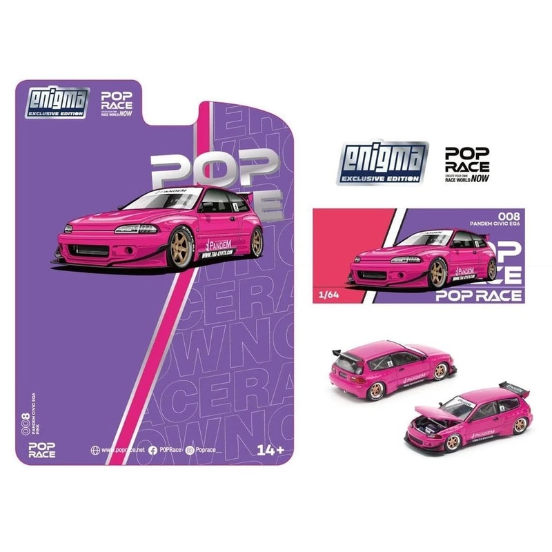 [Preorder] POPRACE x Enigma 1:64 Pandem Civic EG6 - Pink PRE008