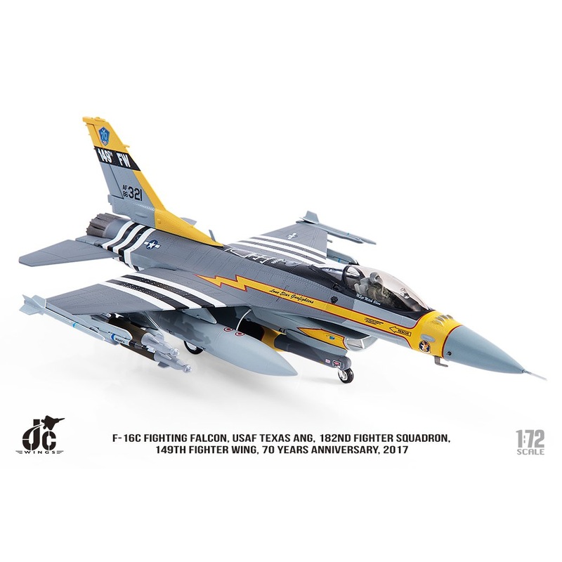 Lockheed Martin F-16 F-16C 182nd FS, 149th FW, Texas ANG "Lone Star Gunfighters", USAF - 1/72 Scale diecast metal model by JC Wings