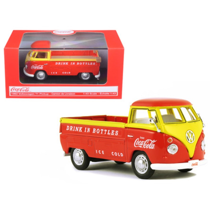 1962 Volkswagen Pickup Truck Coca Cola Orange and Yellow 1/43 Diecast Model Car by Motorcity Classics