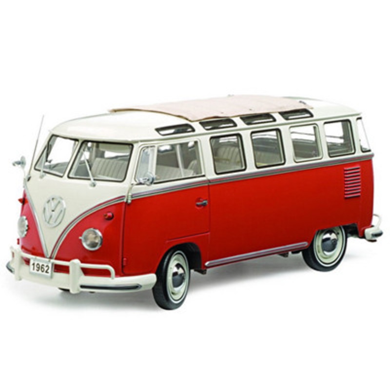 1/12 Sunstar 1962 Volkswagen Samba Bus (Sealing Wax Red & Beige Grey) Diecast Car Model