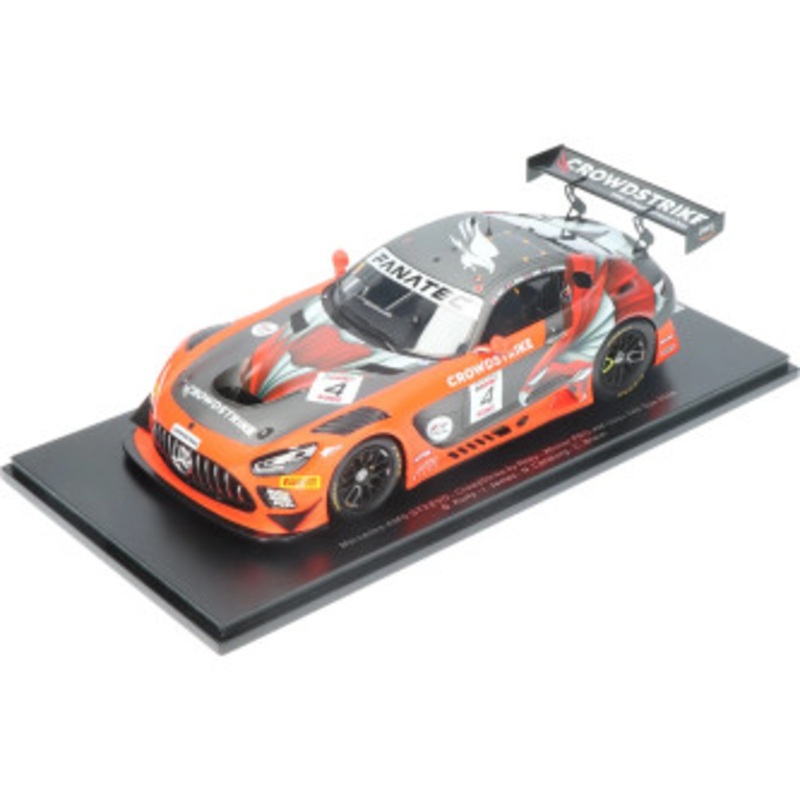 1/18 Spark Mercedes-AMG GT3 EVO No.4 CrowdStrike by Riley Winner PRO-AM class 24H Spa 2024 G. Kurtz  I. James  N. Catsburg  C. Braun Car Model