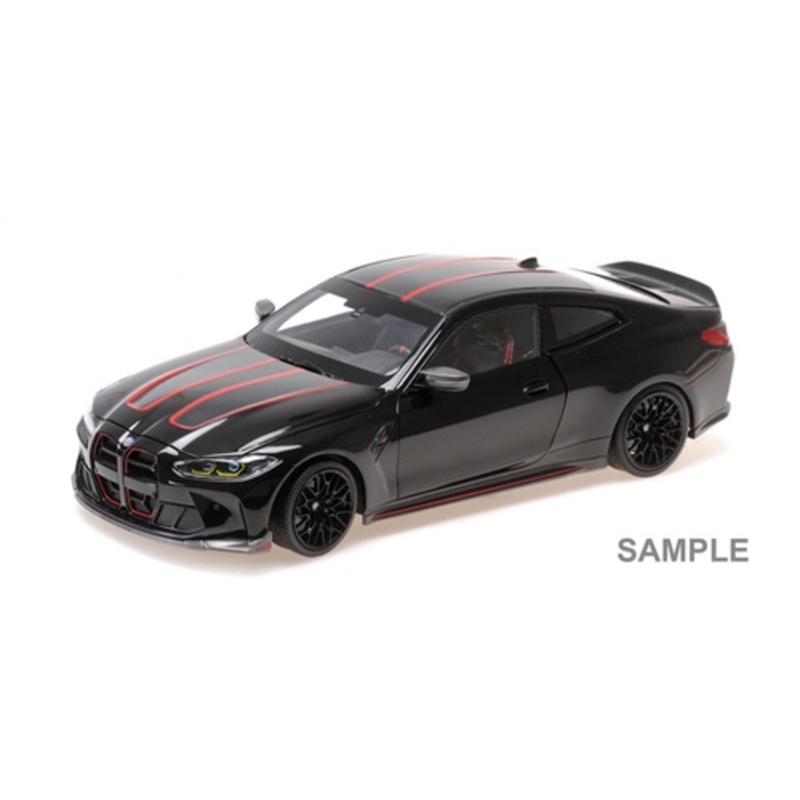 1/43 Minichamps 2024 BMW M4 CS G82 (Black Metallic with Red Stripes) Car Model