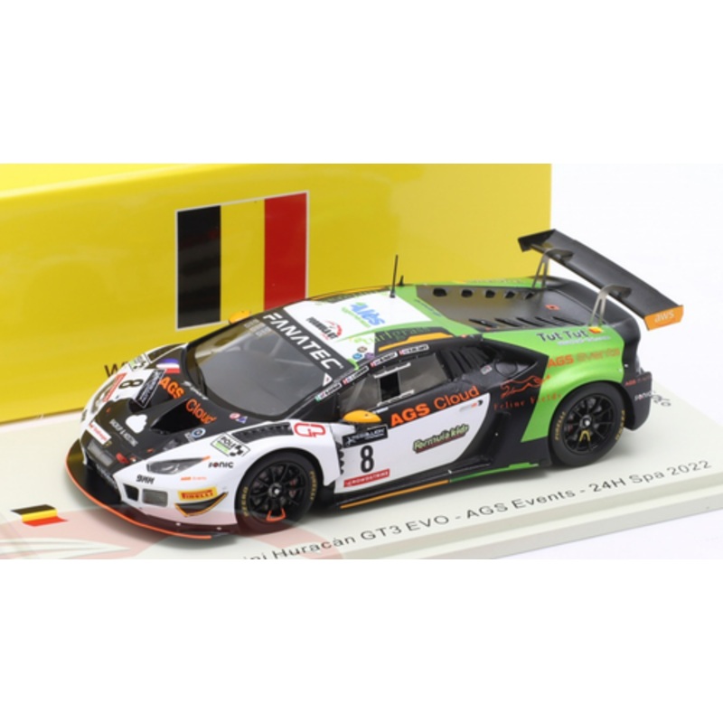 1/43 Spark 2022 Lamborghini Huracan GT3 Evo #8 24h Spa AGS Events Nicolas Gomar, Ruben del Sarte, Loris Cabirou, Mike Parisy Car Model
